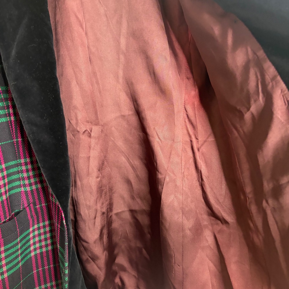Jones New York Vintage Plaid Blazer Velvet Shawl Collar Size 10 - Picture 9 of 11